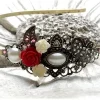 verzierter Haarreif, Vintage-Stil, Haarreifen, Cabochon, Blume, Rosen, Haarschmuck,Hochzeit, Kommunion,bronzefarben,02
