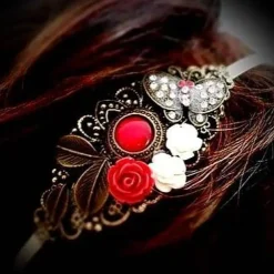 verzierter Haarreif, Vintage-Stil, Haarreifen,  Blume, Rosen, Haarschmuck,Hochzeit, Kommunion