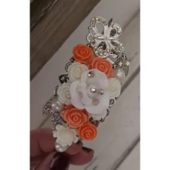 verzierter Haarreif, Vintage-Stil, Haarreifen, Cabochon, Blume, Rosen, Haarschmuck,Hochzeit, Kommunion,silber,02