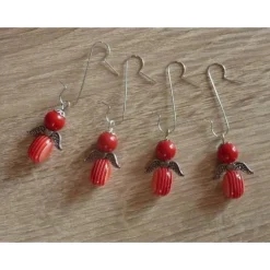 vier Weihnachtsbaumanhänger Engel - rot