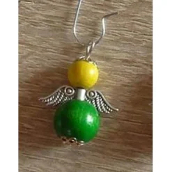 vier Weihnachtsbaumanhänger Engel - gelb-grün