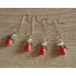 vier Weihnachtsbaumanhänger Engel -rot-weiß