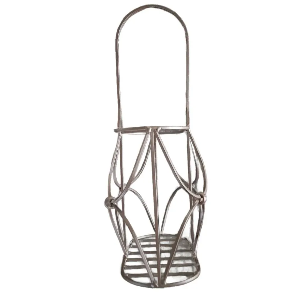 Vintage Flaschenträger für 2 Weinflaschen – Geschenkbox, Weinbox, 90er Metall, dunkelbraun