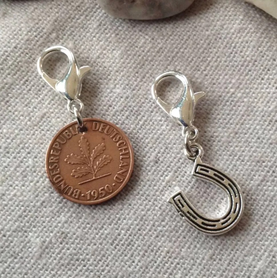 Vintage Geschenkset / Anhängerset mit Pfennig & Hufeisen
