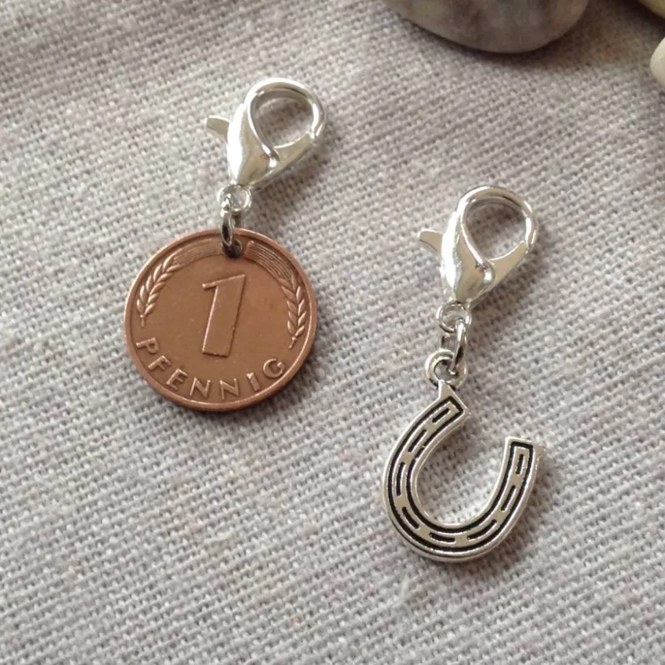 Vintage Geschenkset / Anhängerset mit Pfennig & Hufeisen
