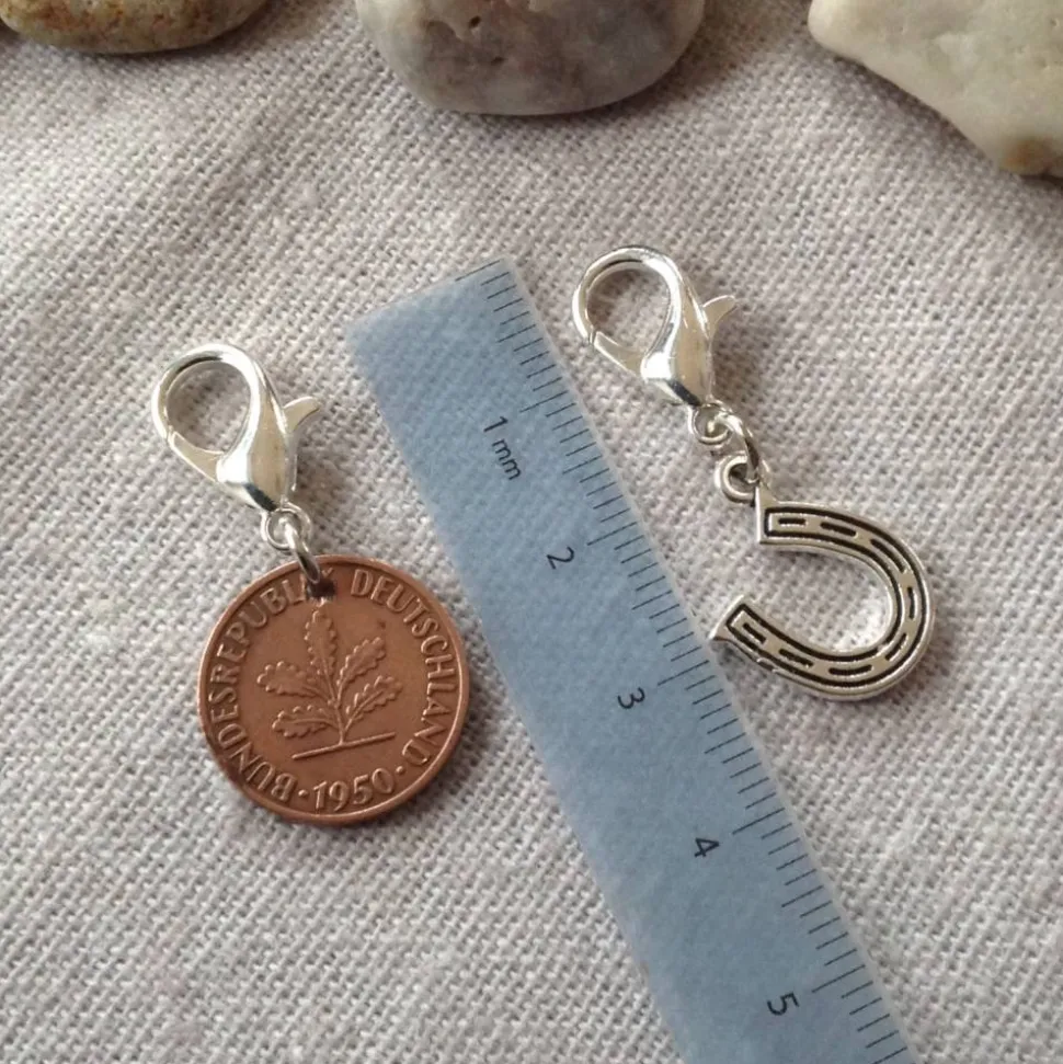 Vintage Geschenkset / Anhängerset mit Pfennig & Hufeisen