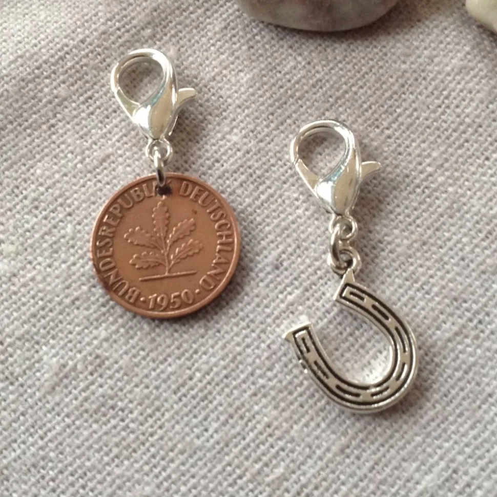 Vintage Geschenkset / Anhängerset mit Pfennig & Hufeisen