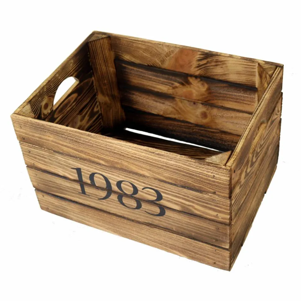 Vintage HOLZKISTE mit JAHRGANG Personalisiert Rustikale Geschenkekiste Weinkiste Geburtsjahr Holz Geschenk 1983