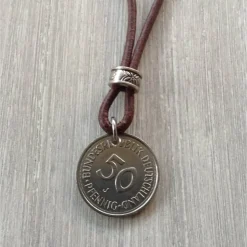 Vintage Kette mit 50 Pfennig Münze von 1976 – Einzigartiges Geschenk zum 50. Geburtstag