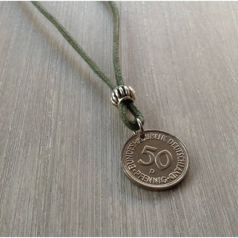 Vintage Kette mit 50 Pfennig Münze von 1976 – Einzigartiges Geschenk zum 50. Geburtstag