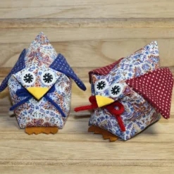 Vogel Set Tisch Deko – Bunte Stoffvögel Huhn & Hahn als Mobile oder Tischdeko