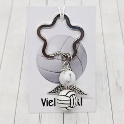 Volleyball Schutzengel Schlüsselanhänger – Personalisierbarer Glücksbringer für Volleyballfans