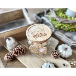 Vorratsglas Holzdeckel | Weihnachten | Keksglas | Plätzchenglas | Gravur | 830ml | Geschenk zu Weihnachten | Glas