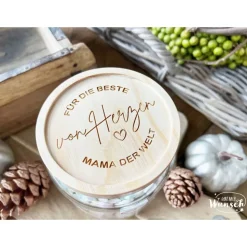 Vorratsglas Holzdeckel | Weihnachten | Keksglas | Personalisiert | Gravur | 830ml | Geschenk zu Weihnachten | Glas