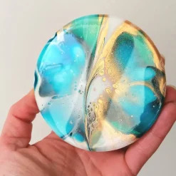 Vorratsglas mit blauem, handbemaltem Holzdeckel – Unikat Deko & Aufbewahrung (1)