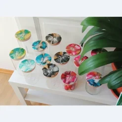 Vorratsglas mit handbemaltem Holzdeckel in Magenta – Unikat Deko & Aufbewahrung (1)