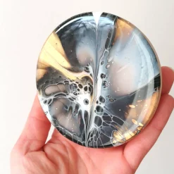 Vorratsglas mit handbemaltem, schwaz/goldenem Holzdeckel – Unikat Deko & Aufbewahrung (3)