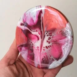 Vorratsglas mit handbemaltem Holzdeckel in Magenta und Silber– Unikat Deko & Aufbewahrung