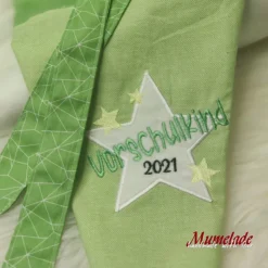 Vorschultüte - Vorschulkind 2021 - grün mit Papprohling und Inlettkissen