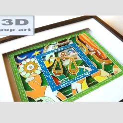 Waage Sternzeichen personalisiertes geschenk geburtstag mit name geburtsdatum text 3D pop art bild gerahmt spirituelles Geburtstagsgeschenk personalisiert