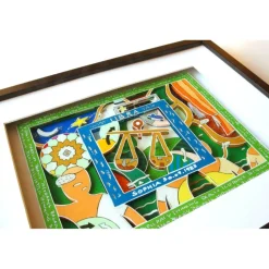 Waage Sternzeichen personalisiertes geschenk geburtstag mit name geburtsdatum text 3D pop art bild gerahmt spirituelles Geburtstagsgeschenk personalisiert