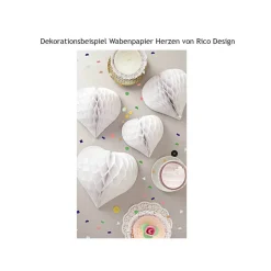 Wabenpapier Herzen weiß 3 Größen