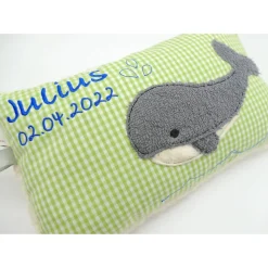 Wal Fisch Namenskissen Taufkissen Kuschelkissen Kindergartenkissen Geburtsgeschenk