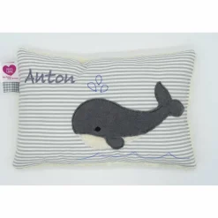 Wal Fisch Namenskissen Taufkissen Kuschelkissen Kindergartenkissen Geburtsgeschenk