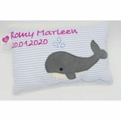 Wal Fisch Namenskissen Taufkissen Kuschelkissen Kindergartenkissen Geburtsgeschenk