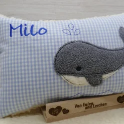 Wal Fisch Namenskissen Taufkissen Kuschelkissen Kindergartenkissen Geburtsgeschenk