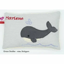 Wal Fisch Namenskissen Taufkissen Kuschelkissen Kindergartenkissen Geburtsgeschenk