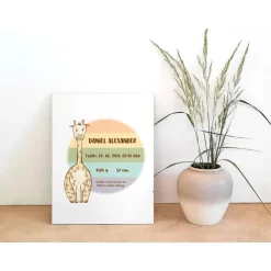 Wandbild Geburtsbild Babygiraffe