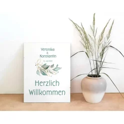 Wandbild Willkommensschild Salbei II