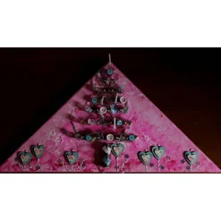 Wanddeko BABY-BAUM künstlerischer, abstrakter Weihnachtsbaum auf einem Keilrahmen Künstlerbaum m. LED-Beleuchtung