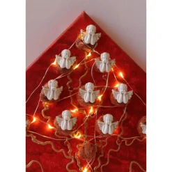 Wanddeko ENGELS-BÄUMCHEN künstlerischer, abstrakter Weihnachtsbaum auf einem Keilrahmen Künstlerbaum m. LED-Beleuchtung