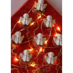 Wanddeko ENGELS-BÄUMCHEN künstlerischer, abstrakter Weihnachtsbaum auf einem Keilrahmen Künstlerbaum m. LED-Beleuchtung