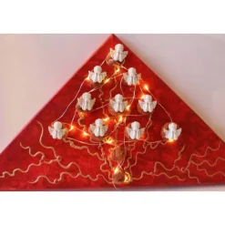 Wanddeko ENGELS-BÄUMCHEN künstlerischer, abstrakter Weihnachtsbaum auf einem Keilrahmen Künstlerbaum m. LED-Beleuchtung