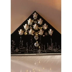 Wanddeko ENGELSZAUBER künstlerischer abstrakter Weihnachtsbaum auf einem Keilrahmen Künstlerbaum mit LED-Beleuchtung