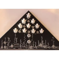 Wanddeko ENGELSZAUBER künstlerischer abstrakter Weihnachtsbaum auf einem Keilrahmen Künstlerbaum mit LED-Beleuchtung