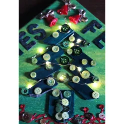 Wanddeko FROHES FEST künstlerischer, abstrakter Weihnachtsbaum auf einem Keilrahmen Künstlerbaum mit LED-Beleuchtung