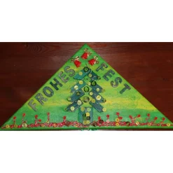 Wanddeko FROHES FEST künstlerischer, abstrakter Weihnachtsbaum auf einem Keilrahmen Künstlerbaum mit LED-Beleuchtung