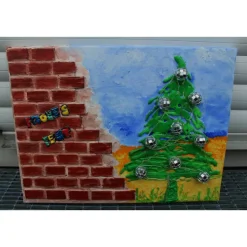 Wanddeko GRAFFITI künstlerischer abstrakter Weihnachtsbaum auf einem Keilrahmen Künstlerbaum mit LED-Beleuchtung