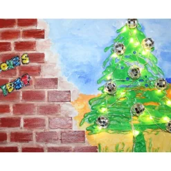 Wanddeko GRAFFITI künstlerischer abstrakter Weihnachtsbaum auf einem Keilrahmen Künstlerbaum mit LED-Beleuchtung