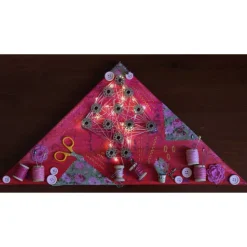 Wanddeko HANDARBEIT künstlerischer abstrakter Weihnachtsbaum auf einem Keilrahmen Künstlerbaum mit LED-Beleuchtung