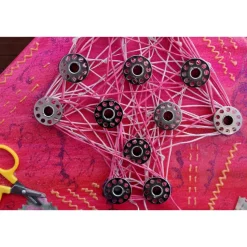 Wanddeko HANDARBEIT künstlerischer abstrakter Weihnachtsbaum auf einem Keilrahmen Künstlerbaum mit LED-Beleuchtung