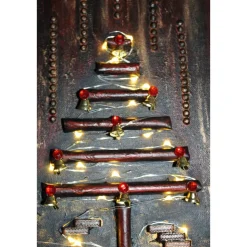 Wanddeko INDUSTRIAL-CHRISTMAS abstrakter Weihnachtsbaum auf einem Keilrahmen Künstlerbaum mit LED-Beleuchtung