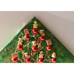 Wanddeko PFEFFERKUCHEN-BÄUMCHEN  abstrakter Weihnachtsbaum auf einem Keilrahmen Künstlerbaum mit LED-Beleuchtung