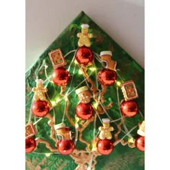 Wanddeko PFEFFERKUCHEN-BÄUMCHEN  abstrakter Weihnachtsbaum auf einem Keilrahmen Künstlerbaum mit LED-Beleuchtung