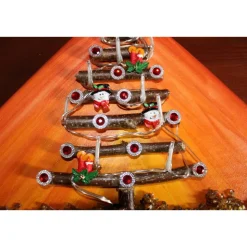 Wanddeko SCHNEEMANN-BAUM künstlerischer abstrakter Weihnachtsbaum auf einem Keilrahmen Künstlerbaum mit LED-Beleuchtung