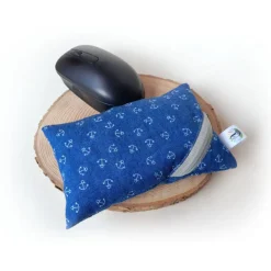 Waschbares Dinkelspelz-Mauskissen mit maritimem Muster und Reißverschluss, Mauskissen mit Dinkelspreu